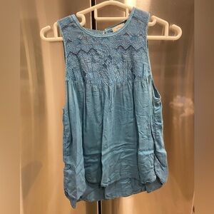 Wilfred Teal Embroidered Sleeveless Blouse